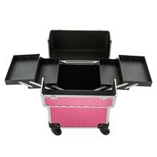 YUNRUX Professional Makeup Case Trolley Storage Case Wheels Cosmetic Case - Pink - View 2