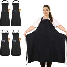 1 Stück/2 Stücke/4 Stücke Große Größen Schwarze Unisex Koch-Schürze, professionelle Schürze mit 2 Taschen, geeignet für Kochen, Arbeit, Backen (Große Größe)