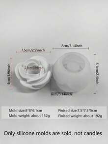 1pc Rose Flower Aroma Candle Silicone Mold, Handmade DIY Resin Casting Mold Rose Decor Home Ornament - White - View 11