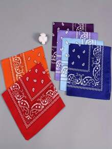 12 pièces/6 pièces/1 pièce Bandana classique à imprimé cachemire, foulard carré vintage en polyester, fichu, convient pour le printemps, l'été, l'automne et l'hiver