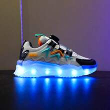 GUANGLAN USB Charging LED 7 Color Glowing Shoelaces Luminous Shoelace Lights Up Shoes For Toddler, Little Kid, Big Kid, Boys, Girls, Children, Students, Sneakers, Casual Shoes, Baby Shoes - Grey - View 9