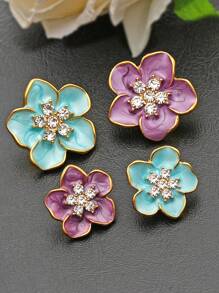 3pcs/Pack Luxury Floral Rhinestone Embedded Metal Buttons, Suitable For Coats, Shirts, Sweaters, Jackets, Versatile Decorative Buttons For Scarves, Shoes, Hats, Gift Boxes, DIY Jewelry Accessories