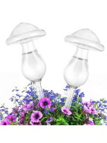 1pc Mushroom Shape Transparent Glass Watering Can, Plant Watering Globes, Glass Automatic Slouchy Drip Watering Watering Drip Irrigation Glass Waterer, Household Plant Automatic Drip Irrigation Watering Device For Indoor Outdoor Home Garden Potted Plants