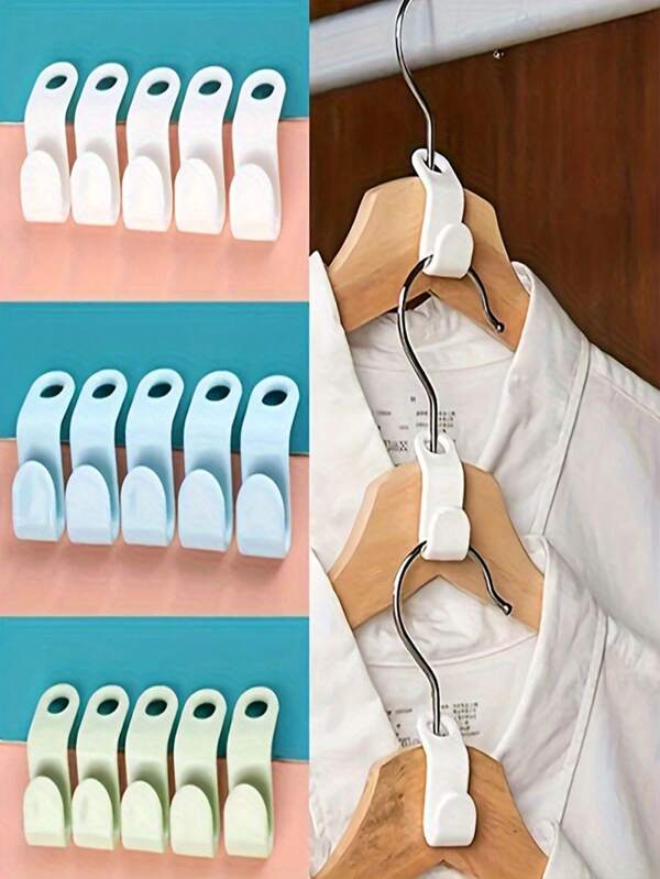 16 connettori di appendini di plastica alla moda, organizzatori da parete salvaspazio, soluzioni di stoccaggio per armadi alla moda, accessori gancio durevoli, ganci pratici per casa e cucina
