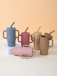 210ml（7盎司）婴儿硅胶训练杯 - 符合人体工程学的手柄、耐用的吸管和安全的盖子，非常适合补水和早期饮水技能练习！，适合6个月至3岁的男孩和女孩 - 彩色 - 查看 3