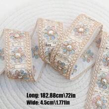 2 Yards Embroidered Floral Jacquard Lace Trim Fabric Ribbon, Suitable For Women's Clothing, DIY Hair Accessories, Collar, Curtain Decor, Sewing Crafts