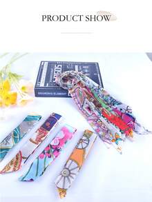 1pc/3pcs/5pcs New Creative Fashion Bag Handle Scarf Streamers, Versatile Long Narrow Scarf, Neckerchief, Hair Tie Streamers, Gift Box Decorative Scarf, Hat Decor Scarf, Suitable As Valentine's Day, Mother's Day, Best Friend, Teacher, Souvenir Gift (Printed Pattern Position Not Fixed) - Multicolor - View 6
