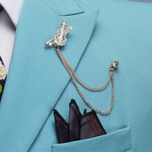 The Latest Men's Solid Color Suit Two-Piece Set With Lapel Collar And Double Breasted Buttons For Four Seasons, Men's Business Suit, Formal Business Casual Wedding Dress - 淺藍色 - 查看 3