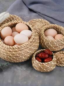 1 Set Woven Storage Basket, Stackable Seagrass Basket, Bathroom Storage Basket, Diaper Changing Station Basket, Living Room & Kitchen Seagrass Storage Basket, Organizer Basket, Summer Kitchen Organization And Storage, Kitchen Accessories, Wedding Gift