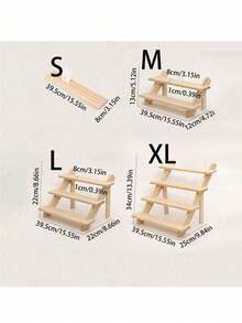 1pc Multilayer Tabletop Wooden Jewelry Display Rack, Multi-Purpose Wood Plant Flower Stand, Decorative Item Shelving Organizer - Beige - View 5