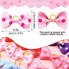 20/50 piezas Lazos de perro pequeños de colores aleatorios con bandas elásticas, lazos de mascota hechos a mano de unicolor, accesorios para el cabello de mascotas, lazos lindos para gatos, suministros para mascotas - Multicolor - Ver 3