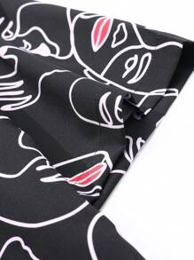 Camisa de estampado completo de manga corta con cuello de solapa para hombres, para uso diario casual y elegante. Se puede usar como regalo para novios y amigos