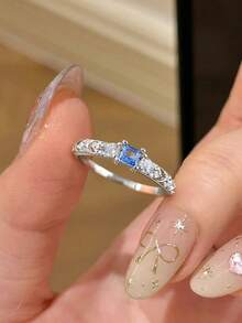 1pc Elegant Casual Red Heart Zirconia Ring For Women, S925 Silver Material, Women's Jewelry Gift, Birthday Gift, Party Gift - Ring - View 2