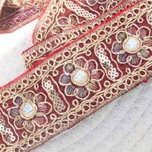 2 Yards Embroidered Floral Jacquard Lace Trim Fabric Ribbon, Suitable For Women's Clothing, DIY Hair Accessories, Collar, Curtain Decor, Sewing Crafts