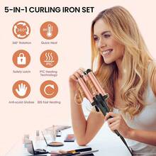 SeeCherish 5-In-1 Hair Waver Curling Iron,3 Barrel Hair Crimper With Fast Heating Up - Gold - View 6