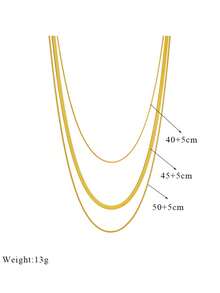 1pc Stainless Steel 3 Layer Versatile Multi-Layered Necklace, Suitable As Gift For Holidays - Yellow Gold - View 6