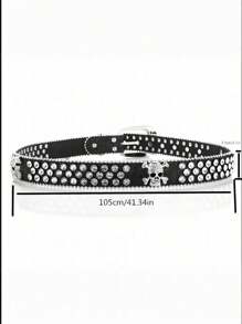 2025 Fashion European American Style Belt Luxury Studded Rhinestone Crystal Gothic Skull Metal Buckle Edgy Punk Birthday Gift Y2K Retro Dark Aesthetic Accessories ‌Structure Breakdown: Casual, Business, Boyfriend Husband Father Dad Men Gift, Daily Wear, Fashion, Teen, Outdoor, Vacation, Athletic, Travel, Street, Boho, Vintage Fall, Autumn, Halloween Autumn-Winter Accessories