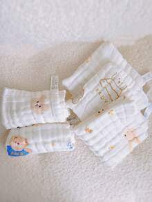 柔软棉质婴儿口水围兜、棉质婴儿毛巾、新生儿泡泡纱布洗脸巾、儿童洗脸巾手帕 - 彩色 - 查看 4