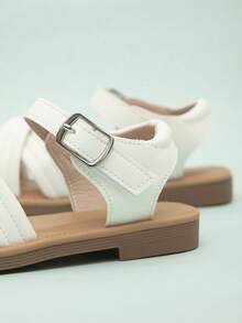 Kid's Casual Versatile Simple Decor Flat Sandals - White - View 3