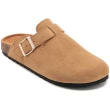 Open-Toe Comfortable Wooden Clogs With Adjustable Buckle And Ergonomic Insole - Camel - View 2