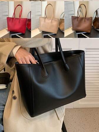 女士秋冬季大容量手提包，百搭时尚别致大容量手提包、单肩包、通勤休闲简约手提包，适合购物、钱包、购物、年轻女性、大学生、初学者和办公室女士。非常适合办公室、大学、工作、商务、通勤、户外、旅行和郊游。