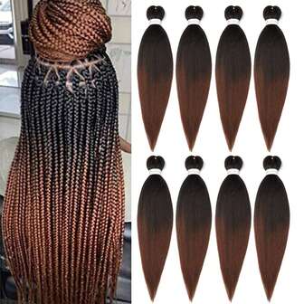 编织头发预拉伸 20 英寸 8 件装渐变色专业柔软 Yaki 纹理、无瘙痒、热水定型辫子接发