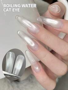 XEIJAYI 1PC Boiling Water Cat Eye Gel Nail Polish, UV LED Curing, Long-Acting Fast Drying Nail Art Gel - Ideal Gift For Women For Spring And Summer - trắng - Xem 4