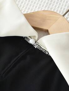 撞色领无袖连衣裙，甜美可爱风格，适合夏季穿着