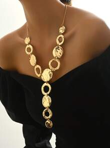 1pc Fashionable Geometric Y-Shaped Long Metallic European And American Exaggerated Personalized Long Necklace