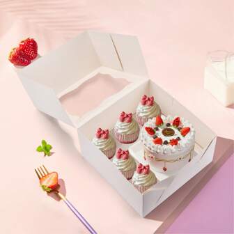 1/10 pezzi, scatola per fornitura di cottura della torta, scatola bento, scatola per dolcetti e torte, 5 cavità per cupcake e 1 slot per torta, scatola per forniture da forno per cupcake e torta, per dolcetti, ciambelle per feste di matrimonio