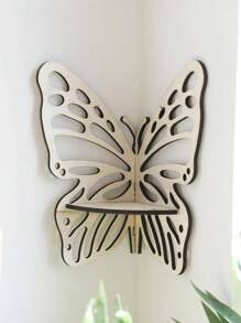 1pc Butterfly Corner Shelf Wooden Storage Rack Wooden Wall Decor Floating Shelves Hanging Shelves For Wall Corner Floating Shelves Plant Wall Shelf Wooden Decorations Wall Corner Shelf Crystal Display Shelf Boho Wall Shelves For Bedrooms Bathroom Kitchen Office Living Room Dorm Decor Gift,Home Decor ,Room Decor,Wall Decor
