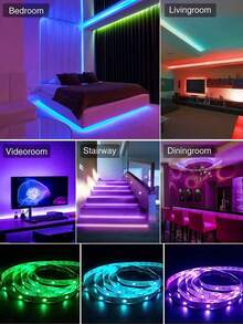 1 pieza Tira de luces LED RGB 5050 de 5V, luz de ambiente con controlador USB de 3 teclas para cambio de color para iluminación trasera de TV, sala de estar, dormitorio - Multicolor - Ver 7