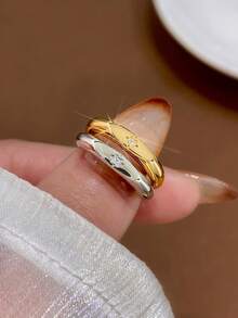 1枚菱形9钻戒指 - 时尚饰品，适合日常佩戴，也可作为圣诞节、新年、情人节礼物