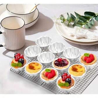 2件/5件/10件 不粘南瓜蛋糕模具 铝合金迷你布丁杯模具 蛋挞模具 果冻模具 糖果模具 适用于蛋挞、松饼、纸杯蛋糕 - 烤箱圣诞烘焙配件