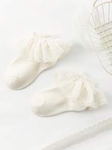 1/5 Paar Mädchen Kinder Lässig beige Spitzen Volants Socken, atmungsaktiv, Prinzessinnenstil, geeignet für den täglichen Gebrauch, Frühling/Sommer