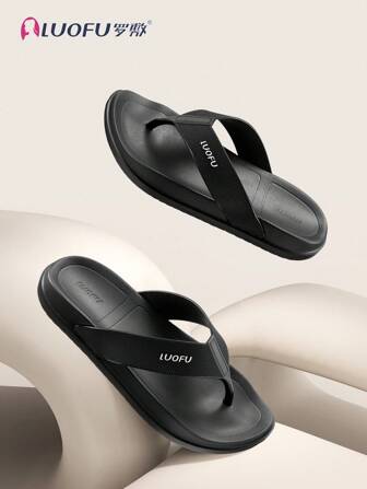  Luofu Men's Summer Flip Flops, Thickened Sole, Anti-Skid, Outdoor, Beach, Vacation Sandals, EVA, Waterproof, Non-Slip, Casual Slippers