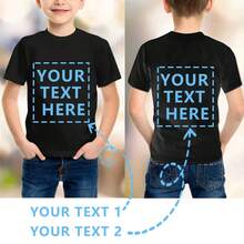 Customized Letter Print Round Neck Short Sleeve T-Shirt For Boys - Black - View 1