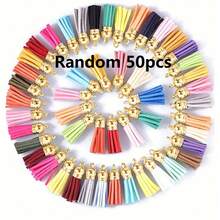 10/30/50/100 Pcs Colorful Gold Faux Leather Tassel Accessories Set For DIY Craft Jewelry Making Earrings Pendant Key Chain Decoration