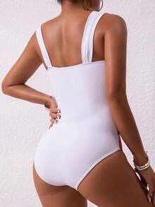 Women Floral Print One-Piece Spaghetti Strap Swimsuit