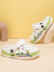 1 Pair Girls Comfortable Fashionable Casual Lightweight Cute Cartoon Hollow Shoes, Suitable For Summer - White - View 1