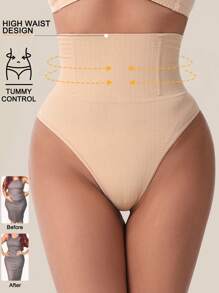 1 Pc High Waist Seamless Thongs Tummy Control Panties Women Panty Slimming Underwear Butt Lifter Belly Shaping Cincher Brief Waist Trainer Body Shaper Sheath Flat Belly Woman Shapewear