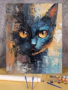 1 套成人 DIY 黑猫主题艺术编号绘画套装，丙烯油画套装，适用于卧室和墙壁装饰，简单有趣的绘画方法，无需绘画经验，实现您的画家梦想，沉浸在色彩缤纷的世界中，每一笔都是自我表达，送给家人和朋友的最佳礼物，40*50 厘米
