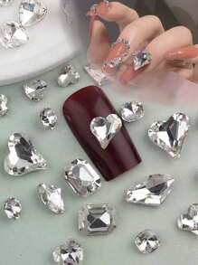 70 pezzi Decorazioni per unghie a forma di cuore tridimensionale, diamanti in vetro finti per arte di unghie, accessori per unghie, decorazioni a cuore, forniture per manicure, elementi essenziali per nail salon e nail tech