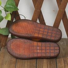 New Ultra Soft Outsole Cool And Comfortable Colorful Round Toe Versatile Artistic Shallow Mouth Flat Canvas Shoes - 黃紅色 - 查看 6