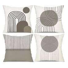 New Explosive Geometric Pattern Series Style Pillowcase Polyester Short Plush Pillow Sofa Cushion Cover 4pc (No Pillow Core)