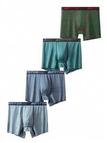 4pcs/Pack Men's Boxer Briefs Letter Elastic Band Boxers Shorts Comfortable Underwear - Multicolor - View 10