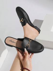 2025 New Metal Buckle Fashionable Solid Color Dress Shoes & Mules