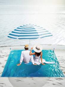 SHENG CHUN 1pc Personalized Ocean Animal Print Beach Blanket, Comes With Drawstring Carry Bag, Multiple Sizes, Suitable For Group Gatherings & Family Vacations, Essential For Beaches, Lawns, Foldable, Moisture-Proof, Waterproof, Non-Stick Sand, Outdoor Camping Mat, Portable Picnic Rug Summer Travel,Vacation Holiday Bathroom Decor Beach Essentials