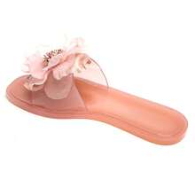 Summer Flat-Soled Flip-Flops With Decorative Flower - Pink - View 5
