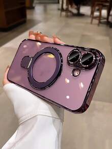 1 件透明电镀防震硅胶手机壳，带金属滑动支架/防震手机壳，TPU 材质，兼容 17/17 Pro Max/15 Pro Max/16 Pro Max/16 Pro/11/12/13/14 Pro Max/14 Pro/13 Pro Max/ 16，支持无线磁性充电 - 深紫色 - 查看 4